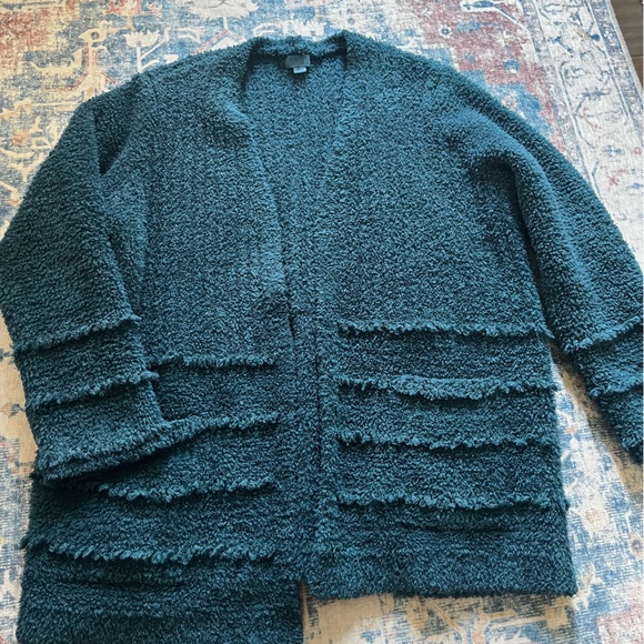 Barefoot Dreams Cozy Chic Boardwalk Cardigan in Deep Teal - Picture 4 of 7